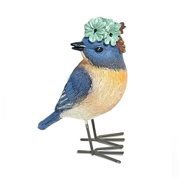 Other - Gorgeous Carved and Painted Polyresin Bluebird with Metal Feet